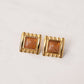 Olive Square Taupe Stone Earrings In Gold