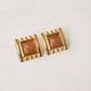Olive Square Taupe Stone Earrings In Gold