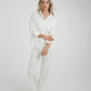 Elsa Tie Waist Pinstripe Trousers In White
