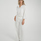 Elsa Tie Waist Pinstripe Trousers In White
