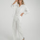 Elsa Tie Waist Pinstripe Trousers In White