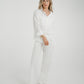 Elsa Tie Waist Pinstripe Trousers In White