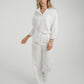 Elsa Tie Waist Pinstripe Trousers In White