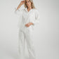 Elsa Tie Waist Pinstripe Trousers In White