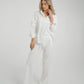 Elsa Tie Waist Pinstripe Trousers In White