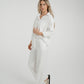 Elsa Tie Waist Pinstripe Trousers In White