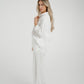Elsa Tie Waist Pinstripe Trousers In White