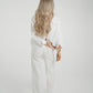 Elsa Tie Waist Pinstripe Trousers In White