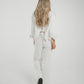 Elsa Tie Waist Pinstripe Trousers In White