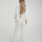 Elsa Tie Waist Pinstripe Trousers In White