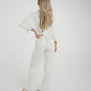Elsa Tie Waist Pinstripe Trousers In White