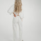 Elsa Tie Waist Pinstripe Trousers In White