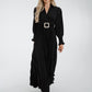 Taylor Belted Pleat Dress In Black