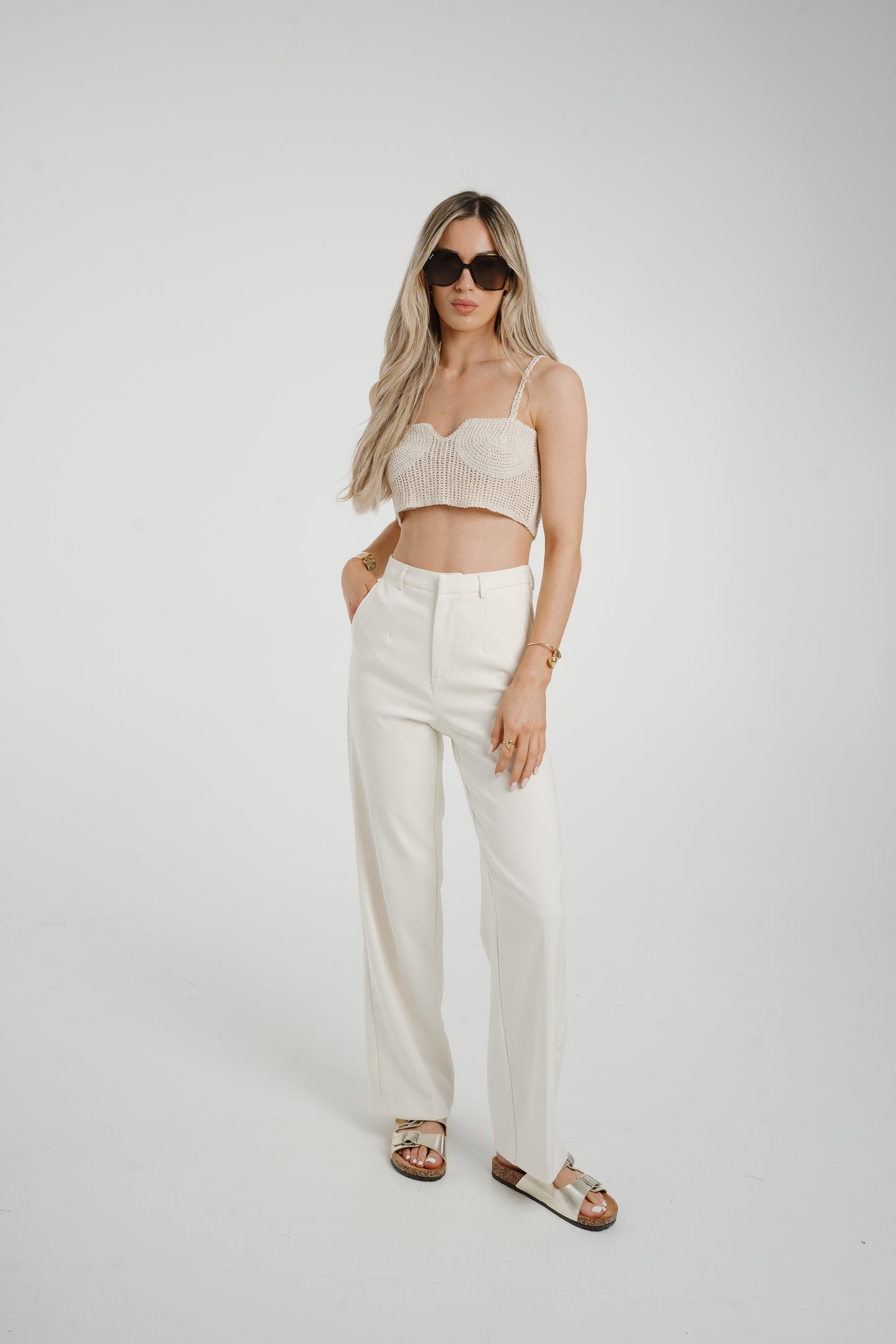 Lily Fine Crochet Top In Neutral