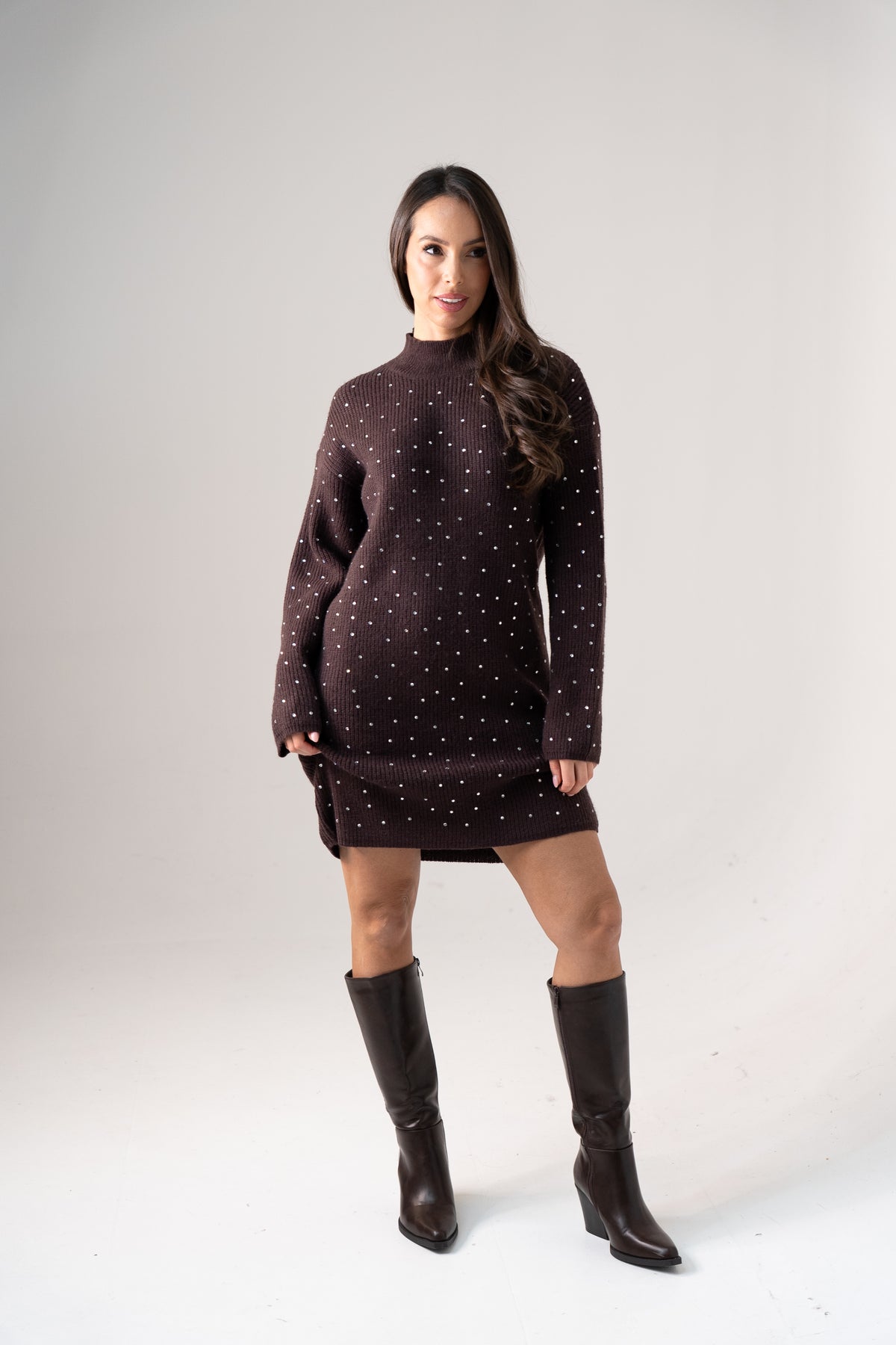 Kendra Embellished Jumper In Chocolate