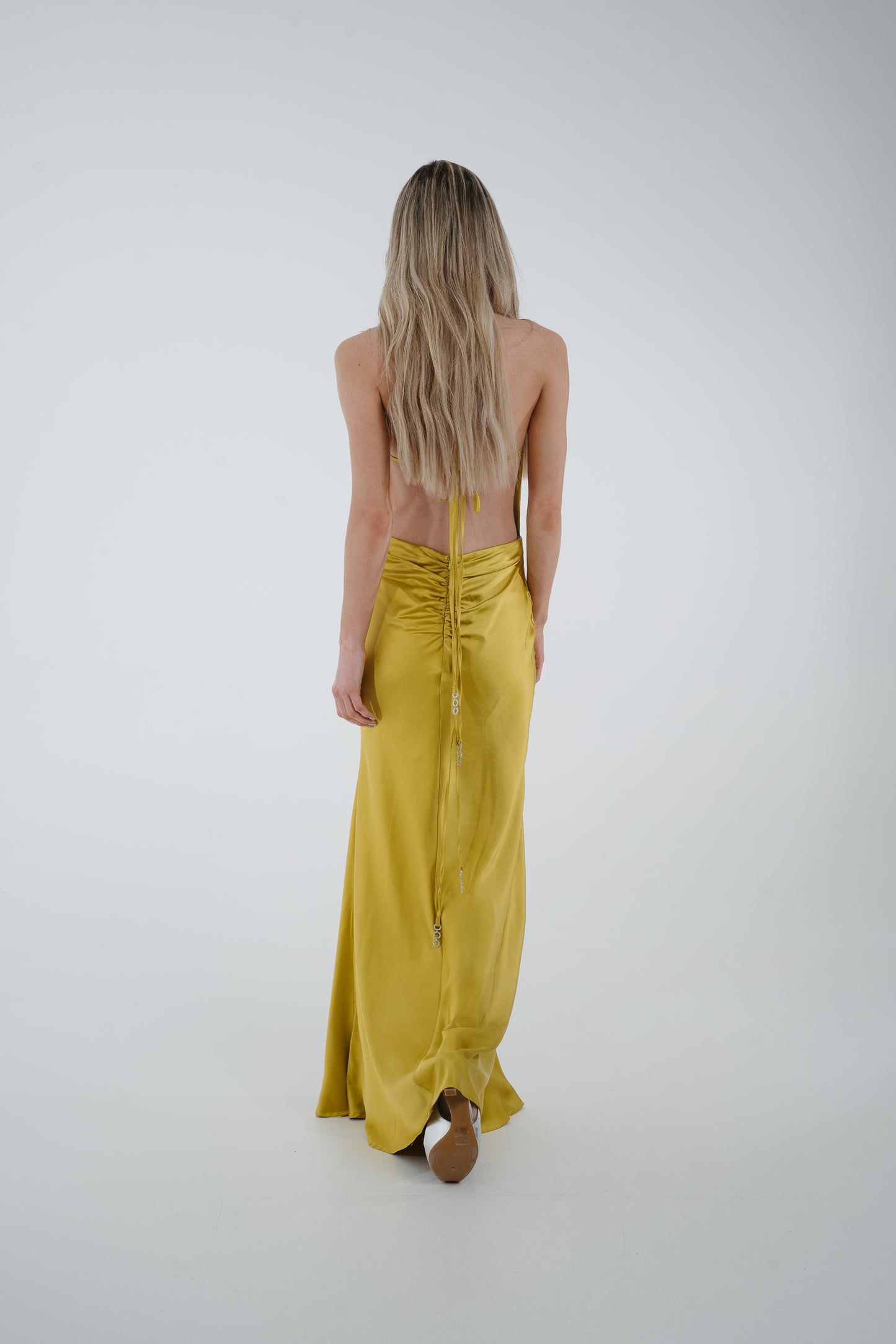 Pia Cowl Neck Maxi Dress In Lime