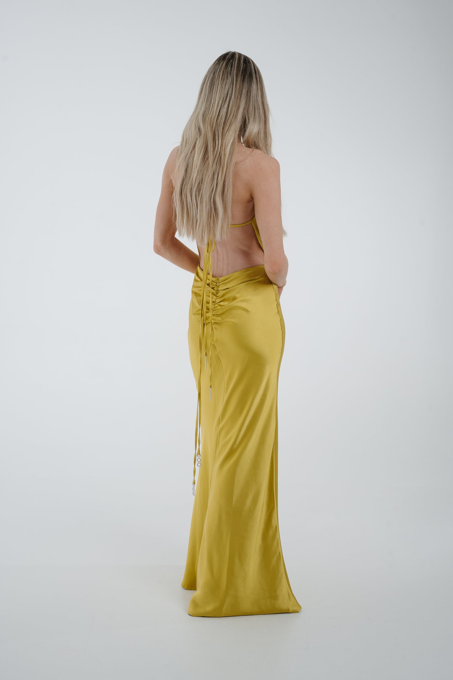 Pia Cowl Neck Maxi Dress In Lime