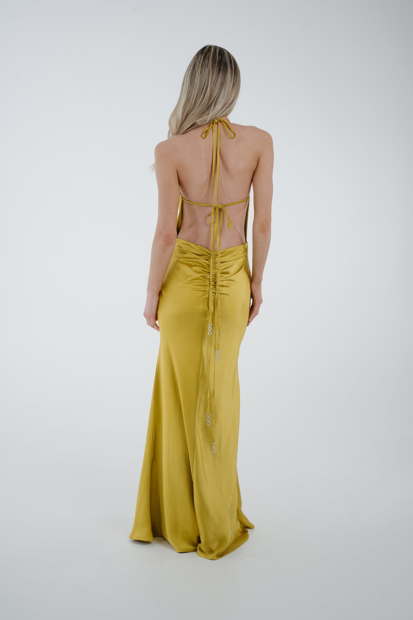 Pia Cowl Neck Maxi Dress In Lime