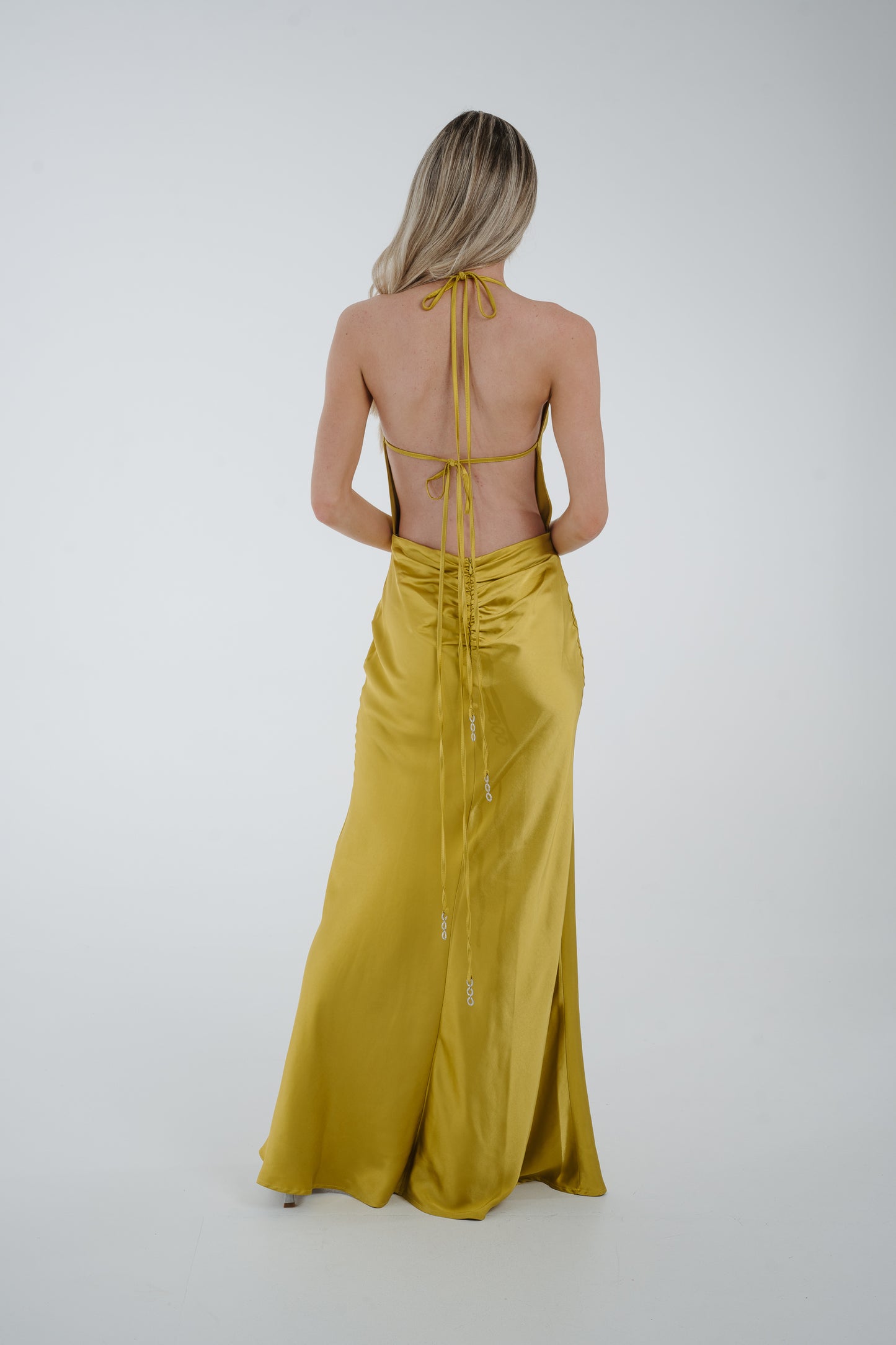 Pia Cowl Neck Maxi Dress In Lime