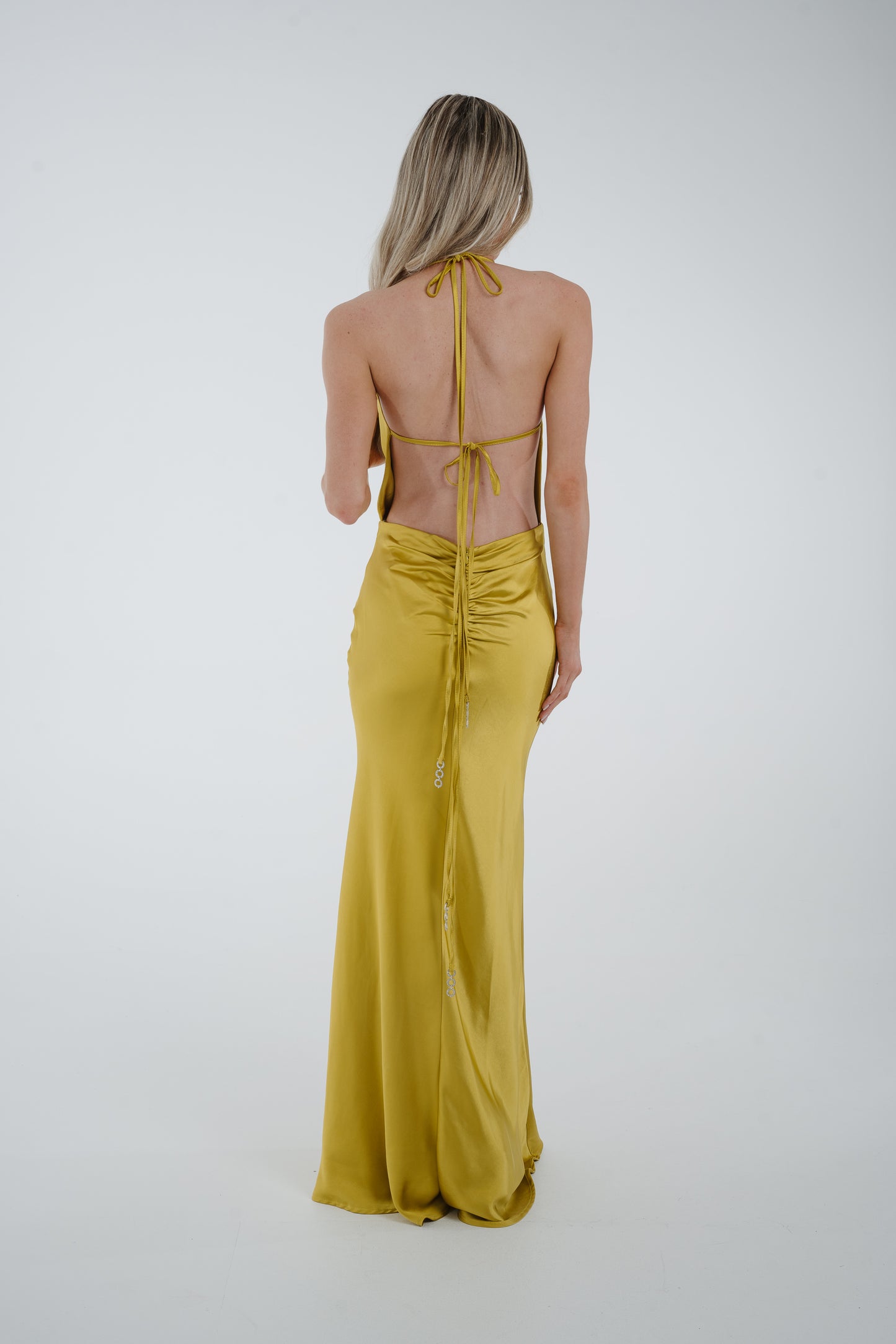 Pia Cowl Neck Maxi Dress In Lime