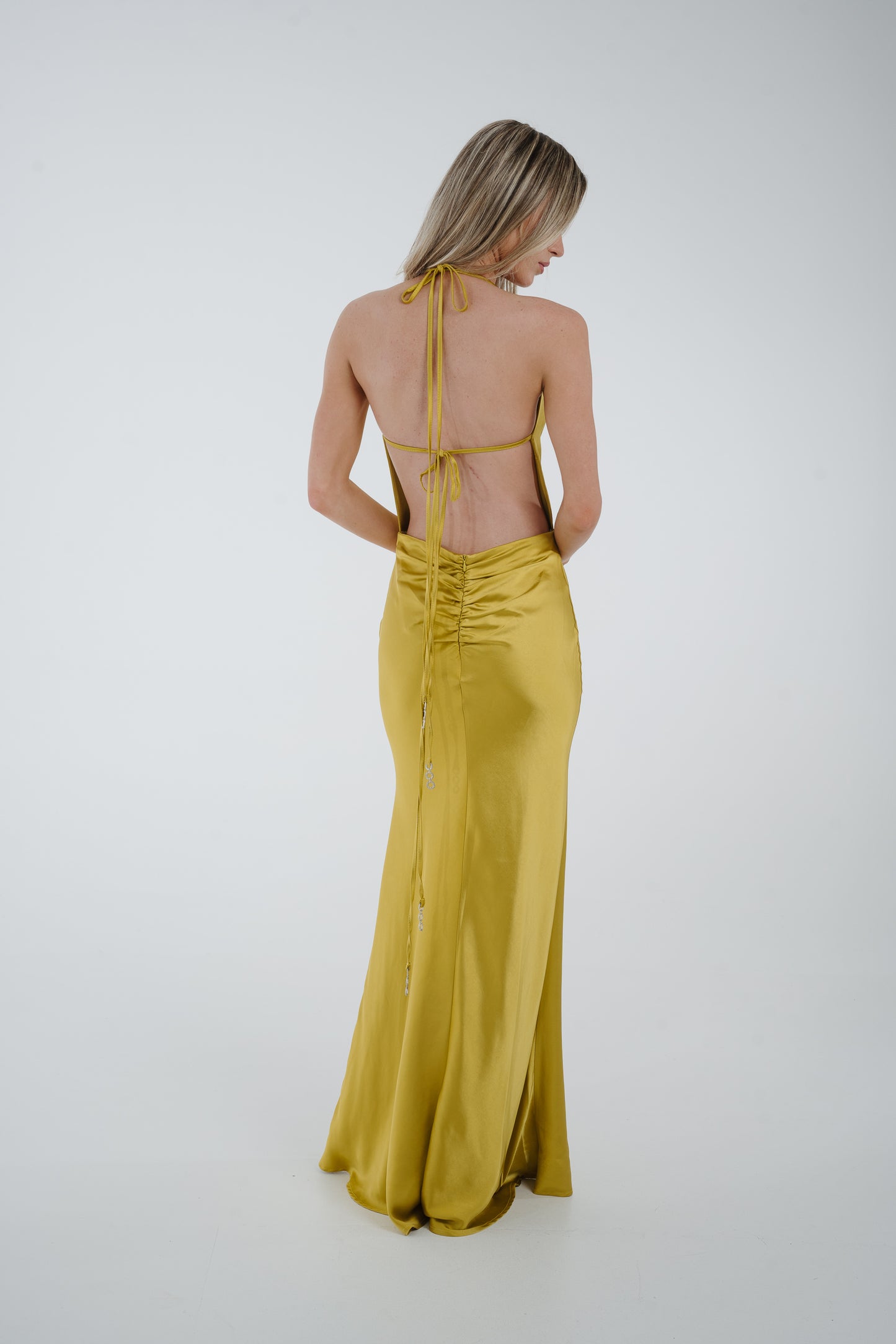 Pia Cowl Neck Maxi Dress In Lime