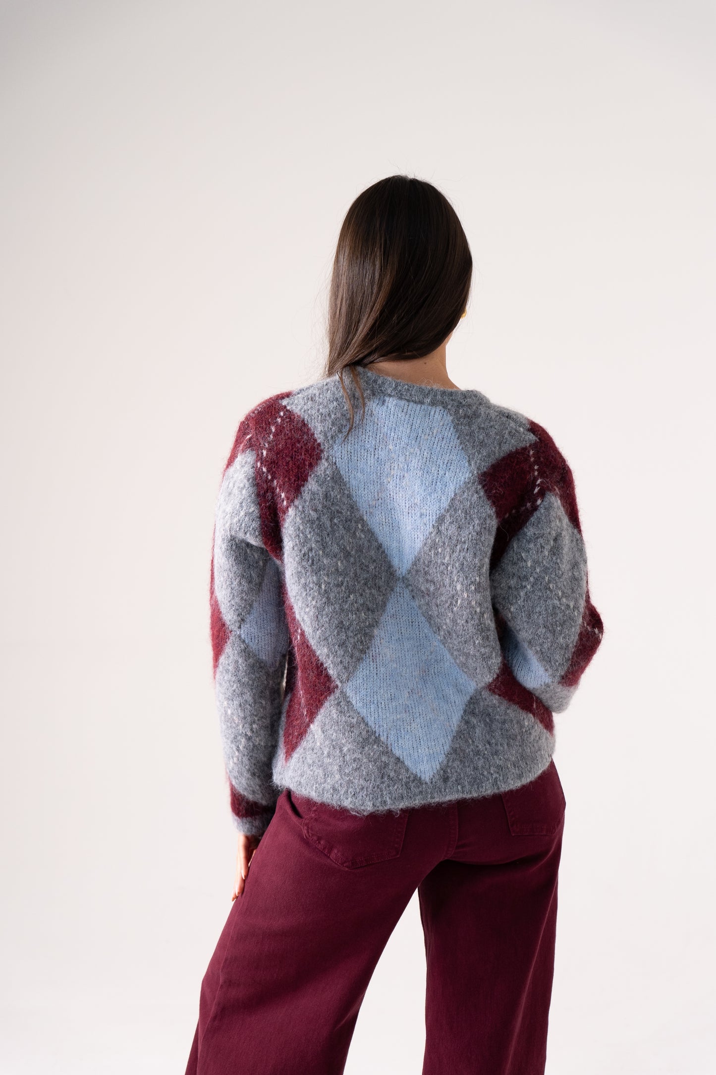 Kendra Diamond Cardigan In Grey Mix