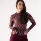 Kendra Polka Dot Top In Burgundy