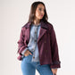 Kendra Faux Suede Jacket In Bordeaux