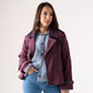 Kendra Faux Suede Jacket In Bordeaux