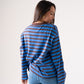 Kendra Long Sleeve Top In Blue Stripe