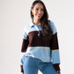 Kendra Rugby Top In Blue & Coffee