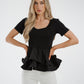 Holly Peplum Frill T-Shirt In Black
