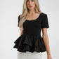 Holly Peplum Frill T-Shirt In Black
