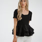 Holly Peplum Frill T-Shirt In Black