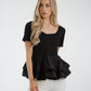 Holly Peplum Frill T-Shirt In Black