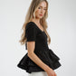 Holly Peplum Frill T-Shirt In Black