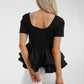 Holly Peplum Frill T-Shirt In Black