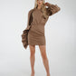 Jasmine Side Ruffle Linen Skirt In Mocha