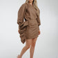 Jasmine Side Ruffle Linen Skirt In Mocha