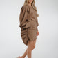 Jasmine Side Ruffle Linen Skirt In Mocha