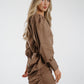 Jasmine Puff Sleeve Linen Blouse In Mocha