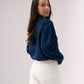 Daisy Bow Collar Denim Shirt In Dark Wash