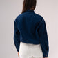 Daisy Bow Collar Denim Shirt In Dark Wash