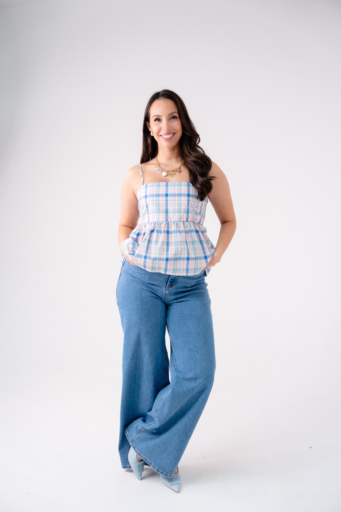 Daisy Check Cami In Blue Multi