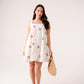 Daisy Cherry Embroidered Dress In Cream