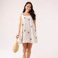 Daisy Cherry Embroidered Dress In Cream