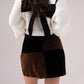 Daisy Faux Suede Quartered Skirt In Black
