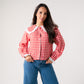 Daisy Frill Collar Gingham Shirt In Red
