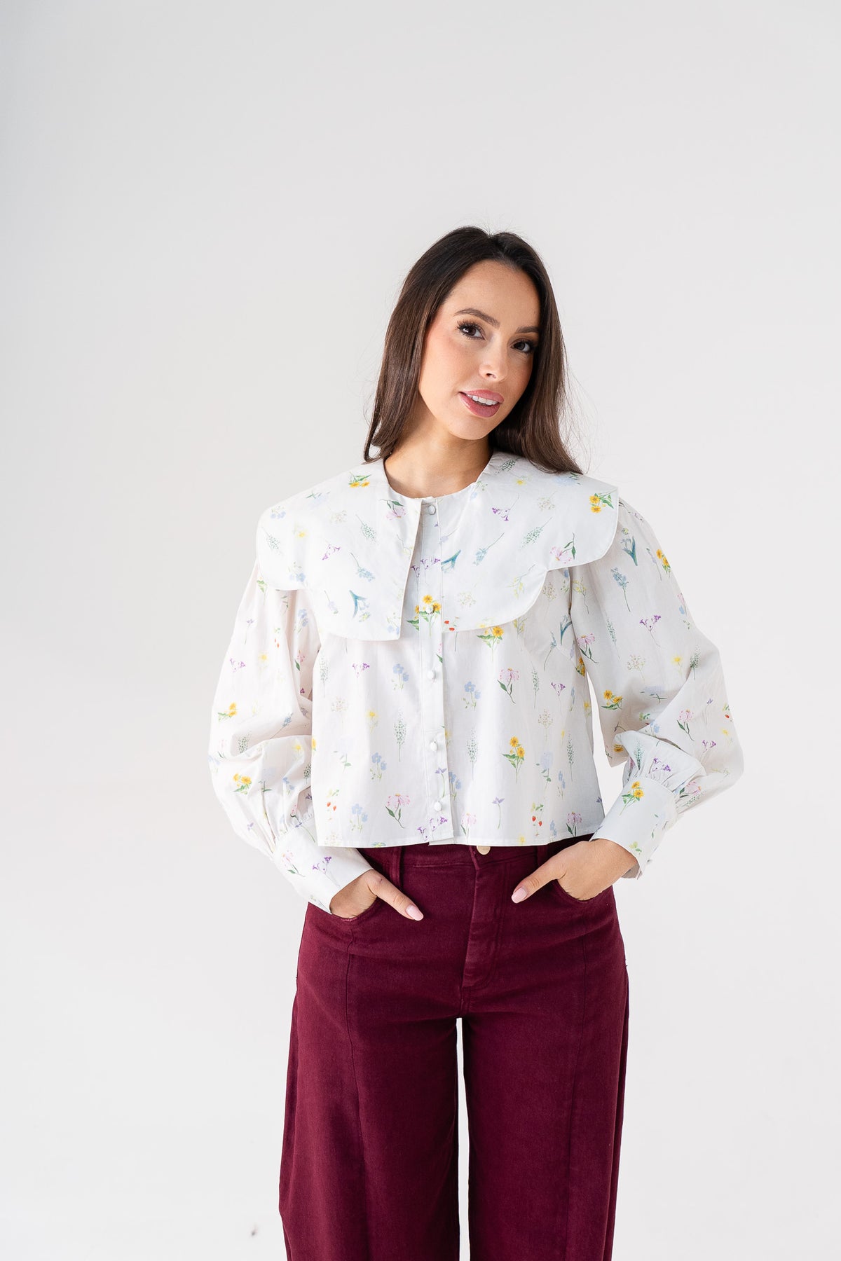 Daisy Oversize Collar Shirt In Floral
