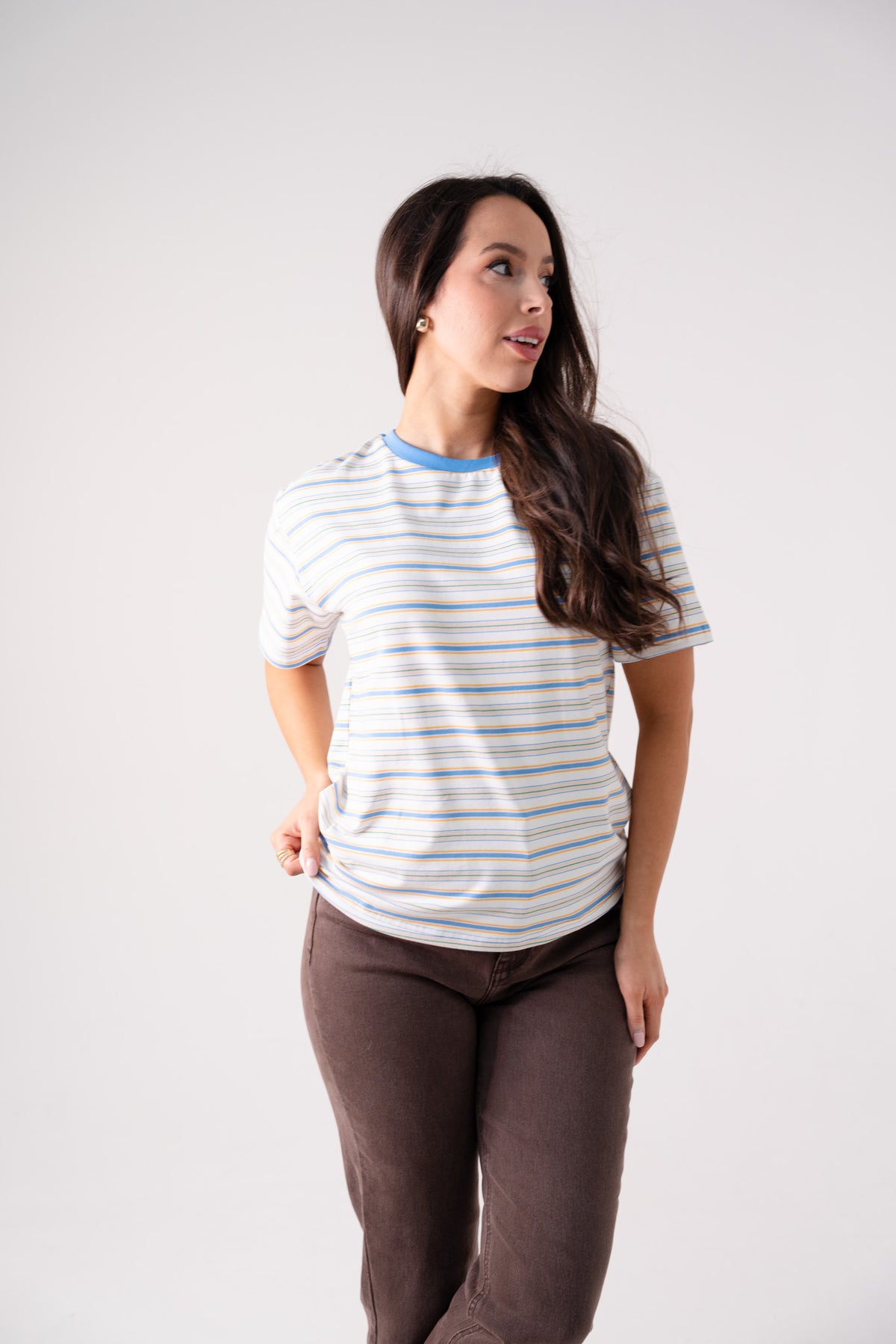 Daisy Stripe T-Shirt In Blue Mix